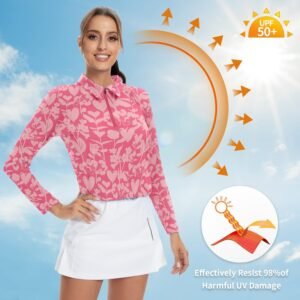 Soneven Womens Long Sleeve Golf Shirts Half Zip Moisture Wicking Print Golf Tops...