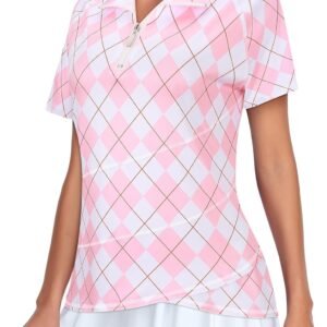 Tanst Sky Women's Golf Polo Shirts Zip Short Sleeve Collared Asymmetrical Hem To...
