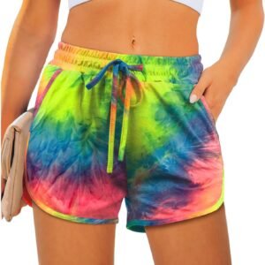 Aloodor Womens Athletic Shorts Running Dolphin Shorts with Pockets and Drawstrin...
