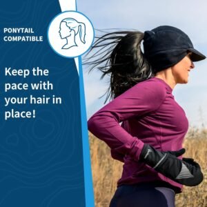 TrailHeads Fleece Ponytail Hat for Women – Trailblazer Reflective Winter Hat wit...