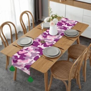 Abstract Hand washableChristmas Table Runner,Multicolor Uniforms Woman,Winter Xm...