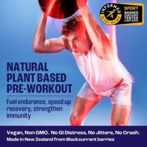 All Natural Vegan Pre Workout, with 120mg Caffeine I Clean Energy, Endurance, Re...