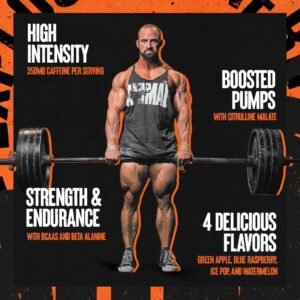 Animal Fury Pre Workout Powder - Energy and Focus Supplement with 5g BCAA, 350mg...