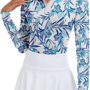 Soneven Womens Golf Shirts Moisture Wicking Long Sleeve Polo Shirts Collared V-N...
