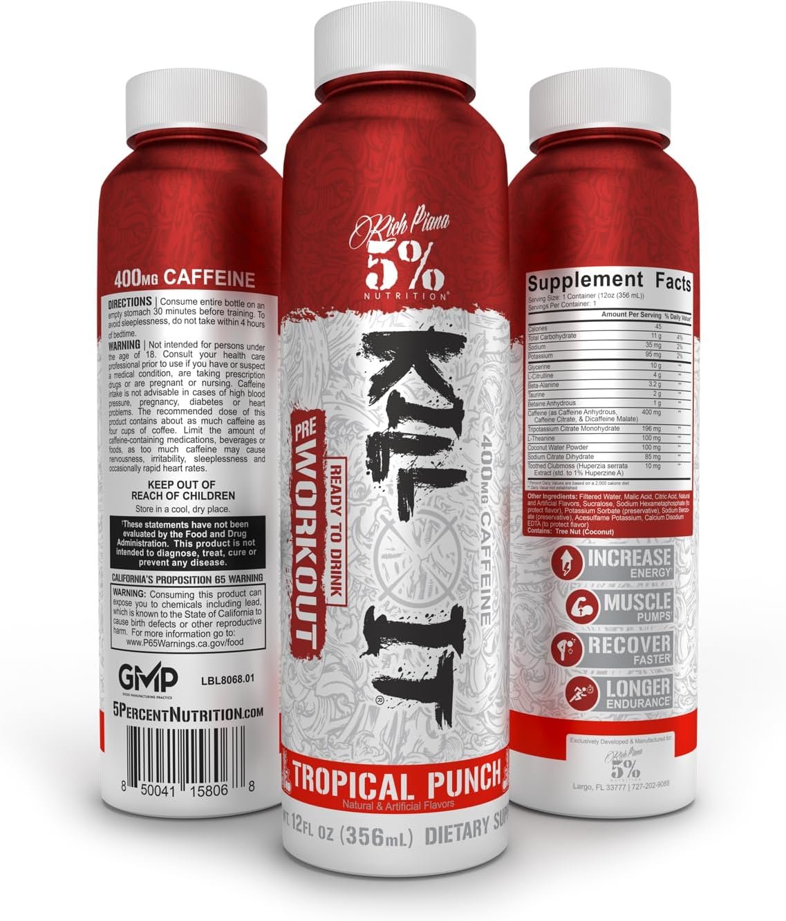 5% Nutrition Kill It Ready-to-Drink High Stim Pre Workout | 400mg Caffeine Energ...