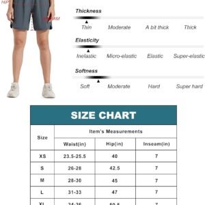 Libin Women's 7" Athletic Running Long Shorts with Liner High Waist Quick Dry Gy...