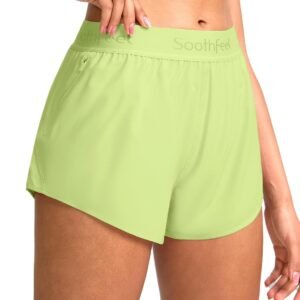 Soothfeel Women's Running Athletic Shorts with Zipper Pocket 3" Quick Dry Gym Wo...