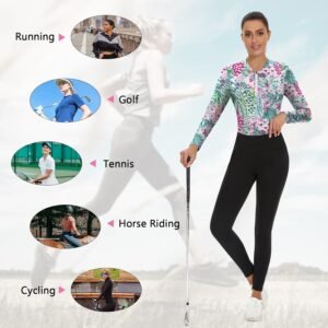 Soneven Womens Long Sleeve Golf Shirts Moisture Wicking V Neck Golf Polo Shirts ...