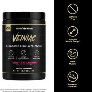 Anabolic Warfare Veiniac Muscle Pump Activator Supplement Stimulant Free Pre-Wor...