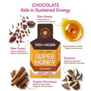 You Again Super Honey Chocolate Packets | Pre & Mid-Workout Clean Energy Gel | P...