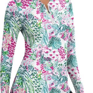 Soneven Womens Long Sleeve Golf Shirts Moisture Wicking V Neck Golf Polo Shirts ...