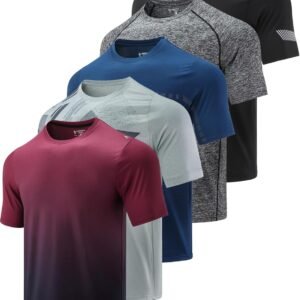 5 Pack Men’s Active Quick Dry Crew Neck T Shirts | Athletic Running Gym Workout ...