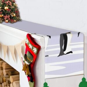 Abstract Hand washableChristmas Table Runner,Multicolor Uniforms Woman,Winter Xm...