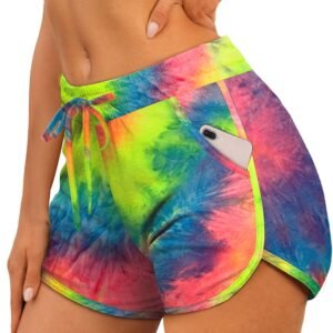 Aloodor Womens Athletic Shorts Running Dolphin Shorts with Pockets and Drawstrin...