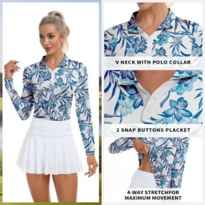 Soneven Womens Golf Shirts Moisture Wicking Long Sleeve Polo Shirts Collared V-N...