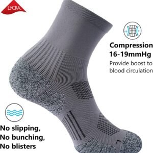 CWVLC Compression Athletic Quarter Socks Cushioned for Men Women