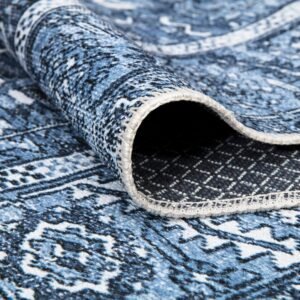 Bloom Rugs Washable Non-Slip 10 ft Runner - Blue Traditional Runner for Entryway...