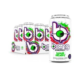 Bang Energy Sour Heads, Sugar-Free Energy Drink, 16-Ounce (Pack of 12)