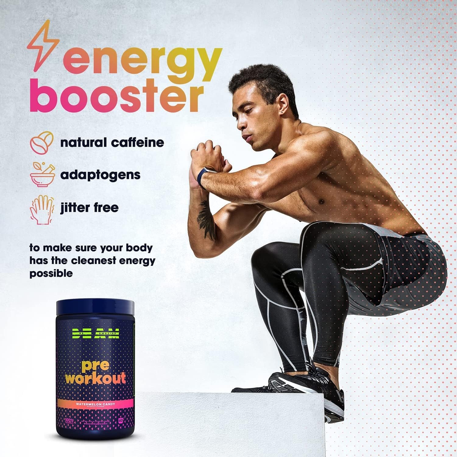 BEAM Pre-Workout Powder | Vegan Energy Booster Powdered Drink with All-Natural C...
