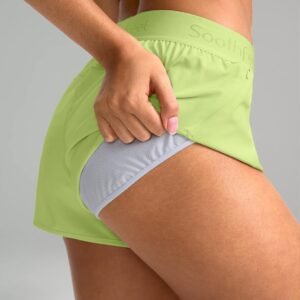 Soothfeel Women's Running Athletic Shorts with Zipper Pocket 3" Quick Dry Gym Wo...