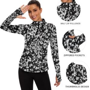 Soneven Long Sleeve Golf Polo Shirts for Women Stand Up Collar Tops Athletic Hal...