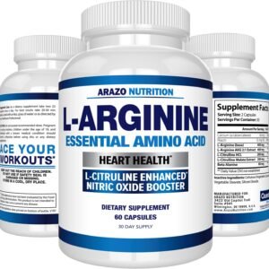 Arazo Nutrition Premium L Arginine - 1340mg Nitric Oxide Booster with L-Citrulli...