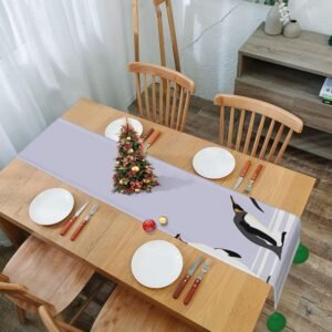 Abstract Hand washableChristmas Table Runner,Multicolor Uniforms Woman,Winter Xm...