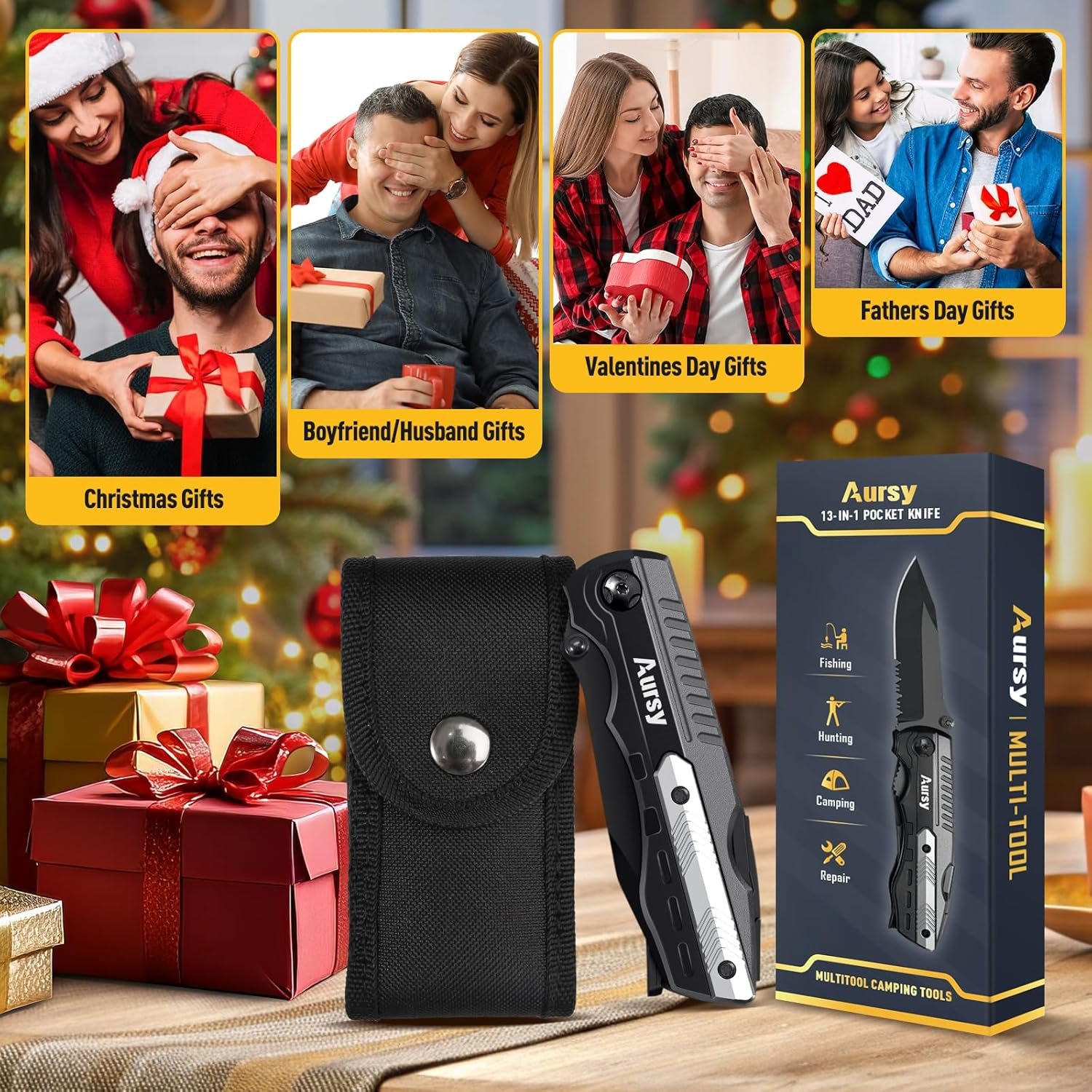 Gifts for Men, Multitool Pocket Knife, Stocking Stuffers for Men, Christmas for ...