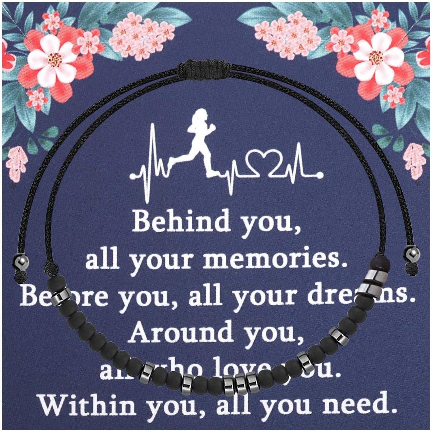 FEELMEM Runner Gift Live Love Run Morse Code Bracelet Marathon Jewelry Cross Cou...