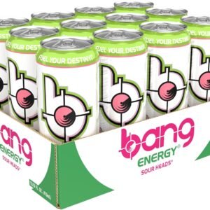 Bang Energy Sour Heads, Sugar-Free Energy Drink, 16-Ounce (Pack of 12)