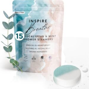15 Inspire Breathe Shower Steamers for Sinus Relief, Eucalyptus & Mint Shower Ta...