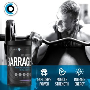 Barrage Pre Workout Powder - Preworkout for Women & Men, Creatine Powder, Beta A...