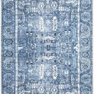 Bloom Rugs Washable Non-Slip 10 ft Runner - Blue Traditional Runner for Entryway...