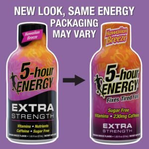 5-hour ENERGY Extra Strength Energy Shot, Hawaiian Breeze Flavor, Zero Calories ...