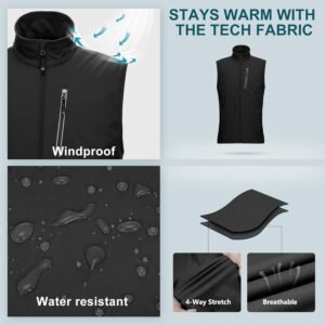 33,000ft Men's Windproof Lightweight Golf Vest Outerwear with Pockets, Softshell...