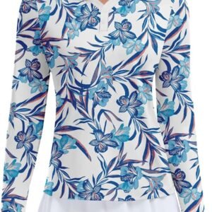 Soneven Womens Golf Shirts Moisture Wicking Long Sleeve Polo Shirts Collared V-N...