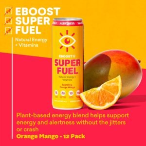 EBOOST Super Fuel Natural Energy Drink - Orange Mango - 12 Pack x 11.5 Fl Oz - N...