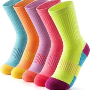 Gonii Women Socks Hiking Running Thick Cushion Athletic Crew Socks 5-Pair
