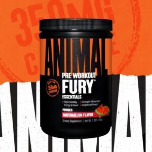 Animal Fury Pre Workout Powder Supplement for Energy and Focus 5g BCAA 350mg Caf...