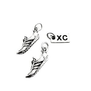 Pewter Running SHOE XC Charm Set - Pair of Running Shoe Charms - 2 Pewter Runnin...