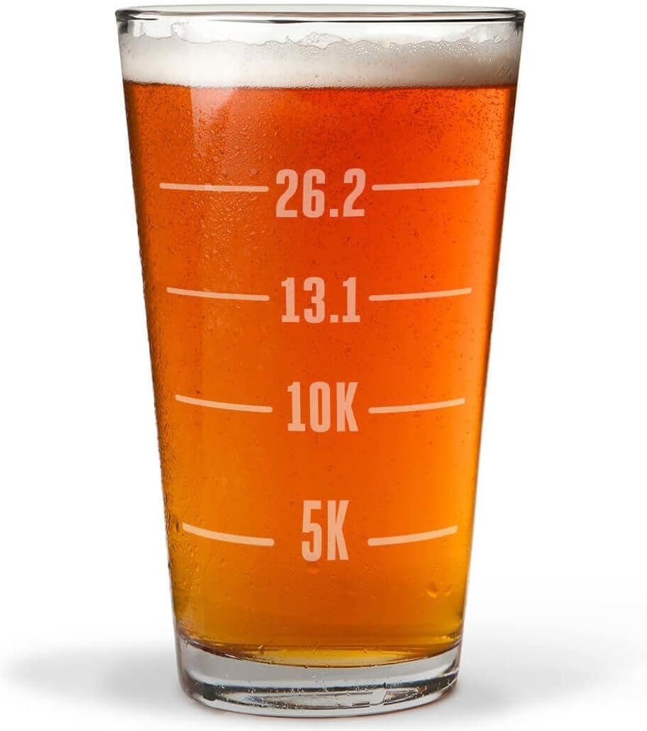 Gone For a Run Runner's Measurements Engraved Beer Pint Glass 16 oz.