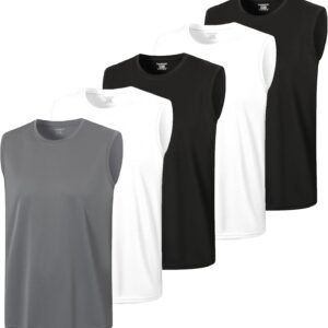5 Pack Men's Mesh Athletic Tank Top Quick Dry Moisture Wicking Sleeveless Shirts...
