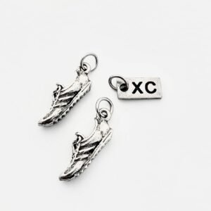 Pewter Running SHOE XC Charm Set - Pair of Running Shoe Charms - 2 Pewter Runnin...