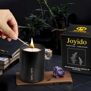 14OZ Smoke & Vanilla Scented Candle - Aromatherapy Candles with Lid - Soy Candle...