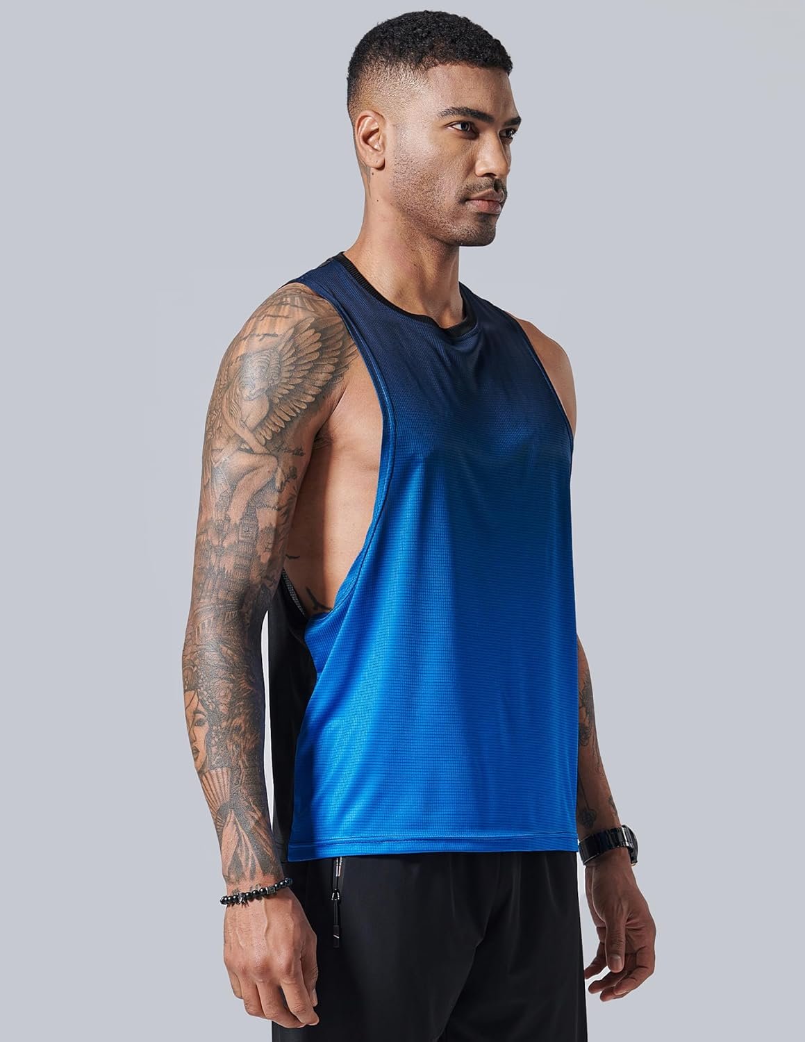 3 Pack Mens Drop Arm Muscle Tank Tops, Gym Bodybuilding Workout Stringers Sleeve...