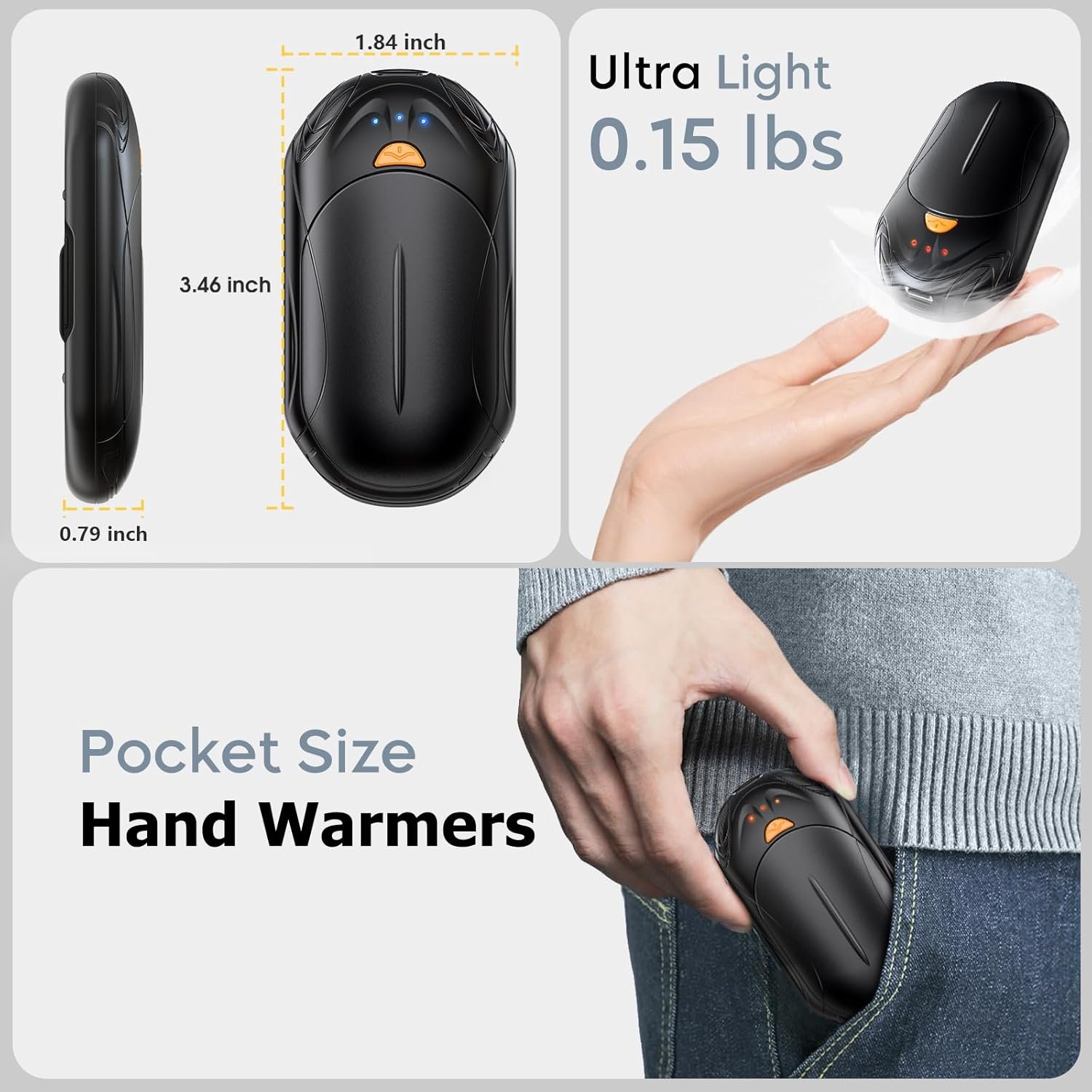 AI Hand Warmers Rechargeable 2 Pack, 6000mAh Electric Hand Warmers, AI Smart Chi...