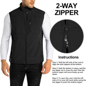 33,000ft Men's Lightweight Softshell Vest Outerwear Zip Up Fleece Lined Windproo...