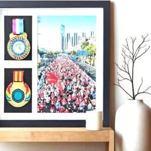 Marathon Medal Display,Running Medal Display,Medal Display Case -2 Medals and Ph...