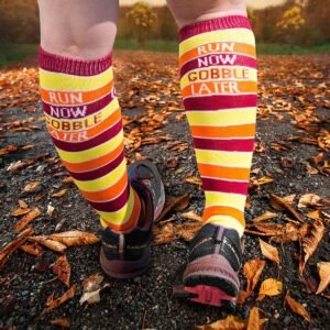 Gone For a Run Run Now Gobble Later Knee High Athletic Running Socks | Fun Turke...