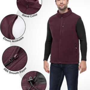 Outdoor Ventures Men's Full-Zip Lightweight Polar Fleece Vest Outerwear with 5 P...